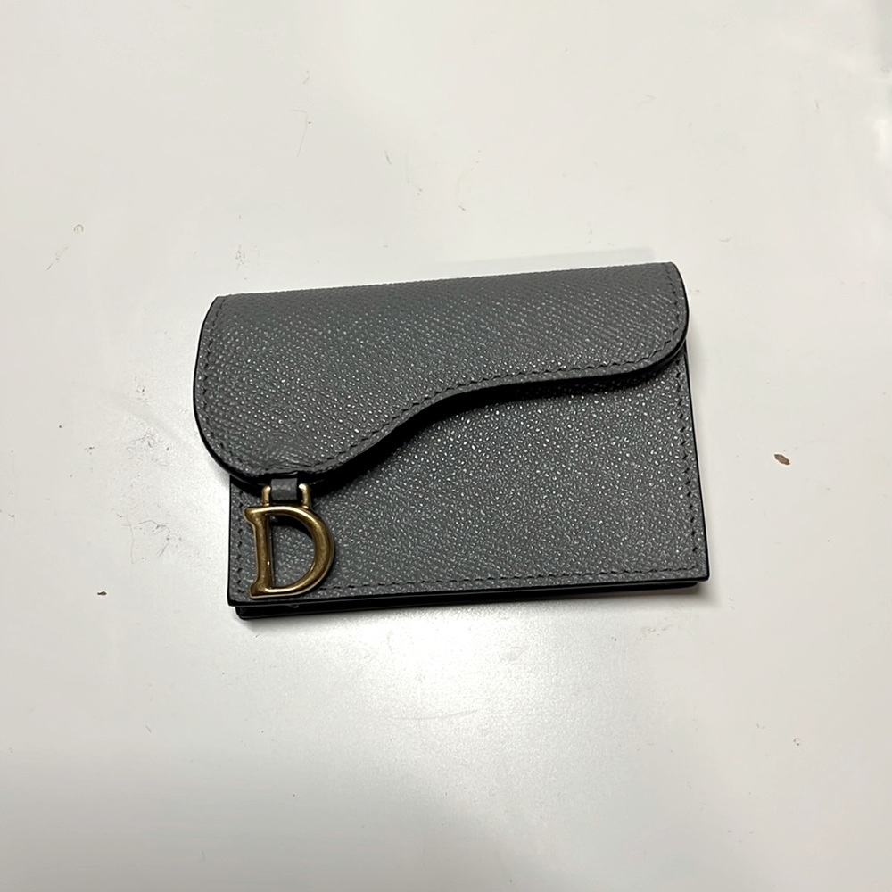 COPY - Dior saddle flap card holder in blue gray